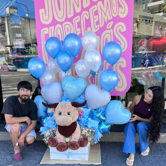 box xl con peluche globo y chocolates torito 